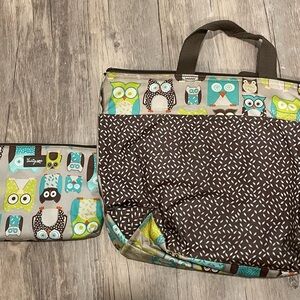 Thirty-One Owl Print Tote Bag Set